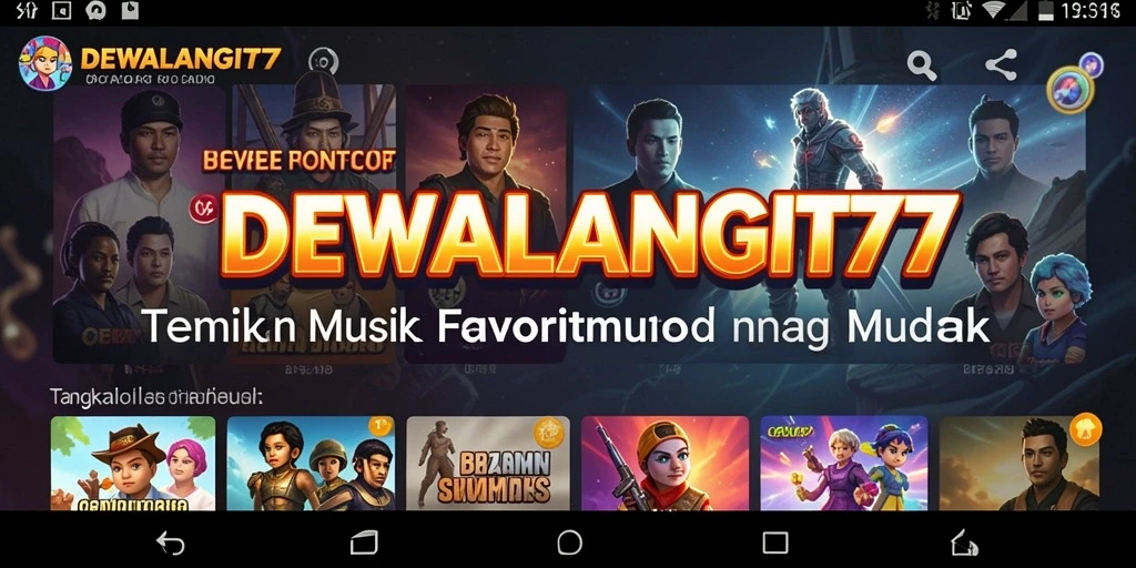 Tampilan gameplay DEWALANGIT77 dengan berbagai opsi musik.
