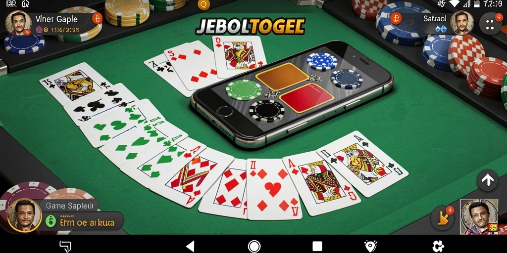 Tampilan gameplay JEBOLTOGEL saat bermain Gaple dengan teman.