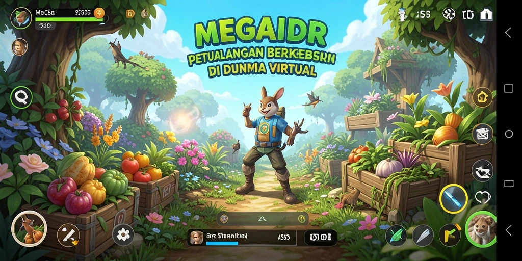 Tampilan gameplay <strong>MEGAIDR</strong> menunjukkan petualangan berkebun yang menyenangkan.