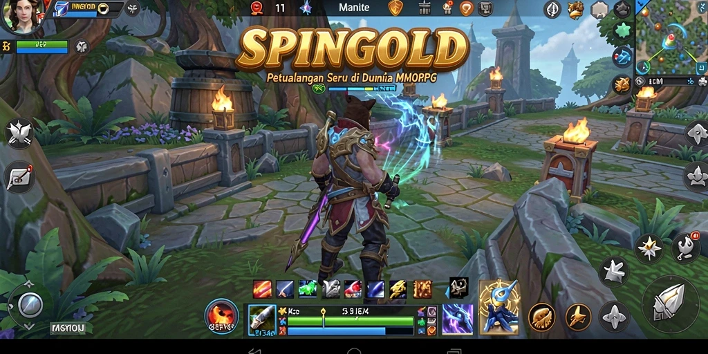 Tampilan gameplay <strong>SPINGOLD</strong> yang memikat dengan pertarungan epik dan karakter menawan.